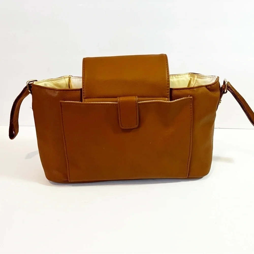 Brown Faux Vegan Leather Stroller Organizer Caddy Insulated Drink Holder Durable